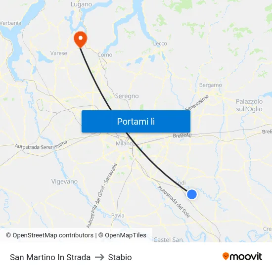 San Martino In Strada to Stabio map