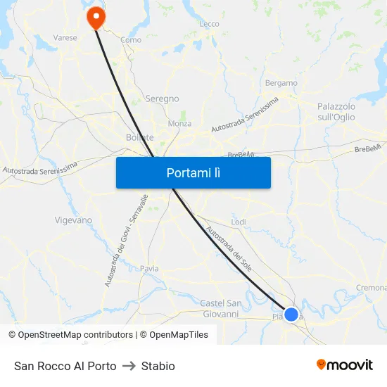 San Rocco Al Porto to Stabio map