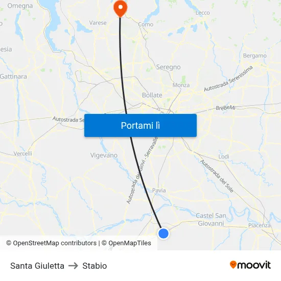 Santa Giuletta to Stabio map