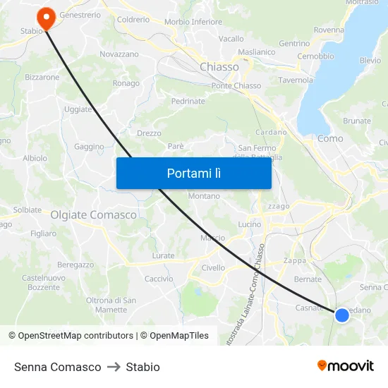 Senna Comasco to Stabio map