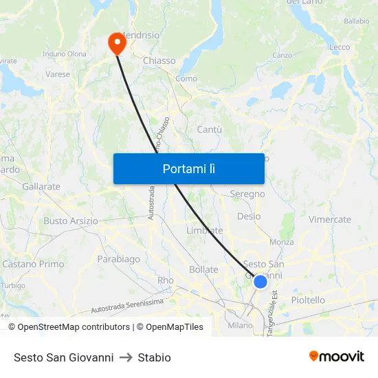 Sesto San Giovanni to Stabio map