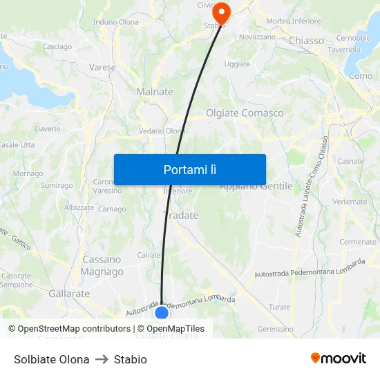 Solbiate Olona to Stabio map