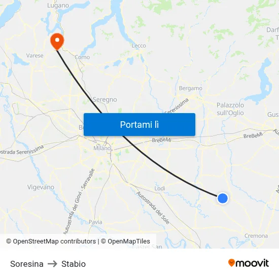 Soresina to Stabio map