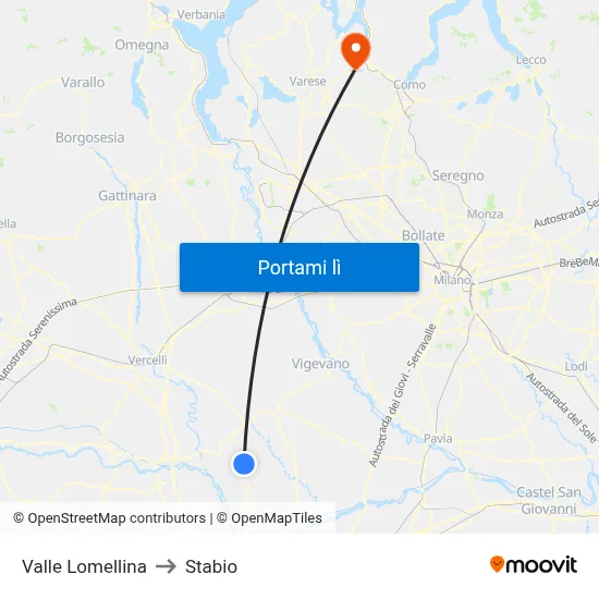 Valle Lomellina to Stabio map