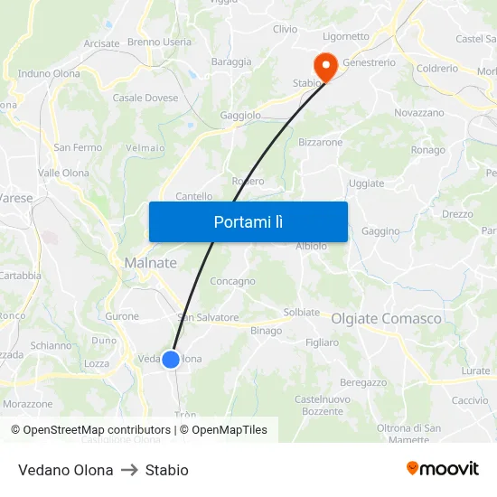 Vedano Olona to Stabio map