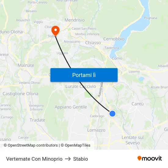 Vertemate Con Minoprio to Stabio map