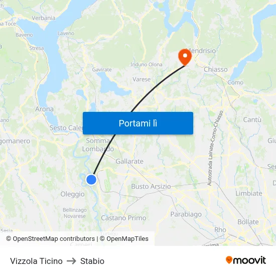 Vizzola Ticino to Stabio map