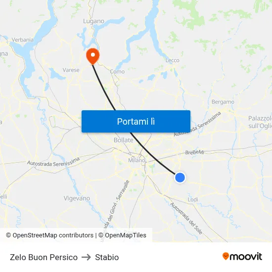 Zelo Buon Persico to Stabio map