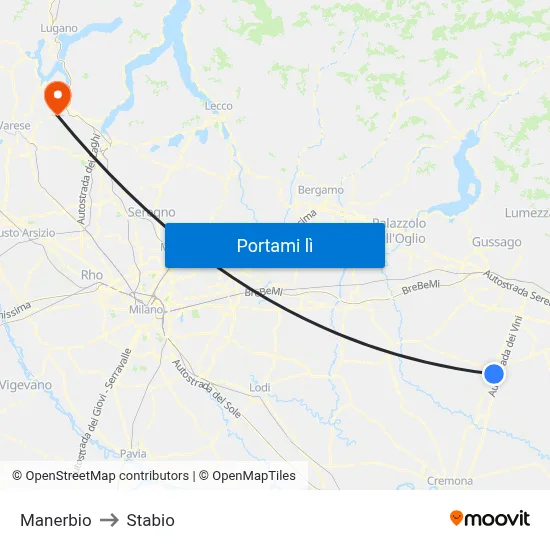 Manerbio to Stabio map