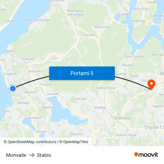 Monvalle to Stabio map