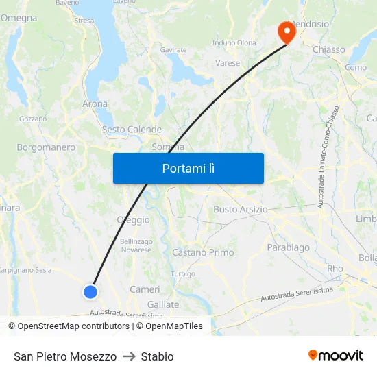 San Pietro Mosezzo to Stabio map