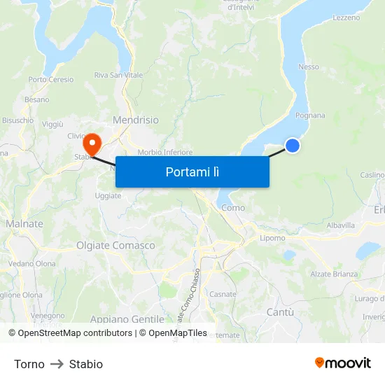Torno to Stabio map