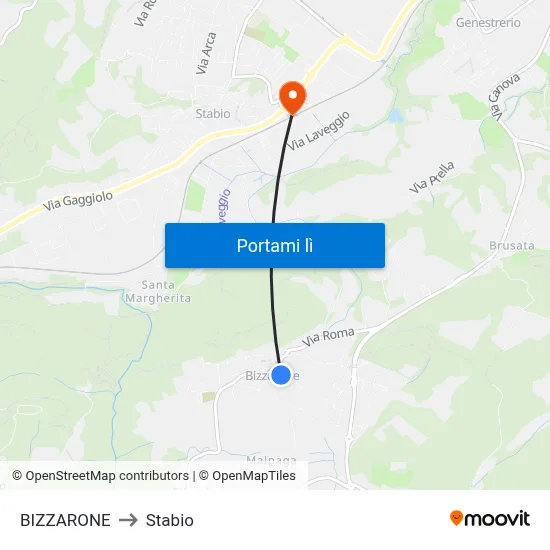 BIZZARONE to Stabio map