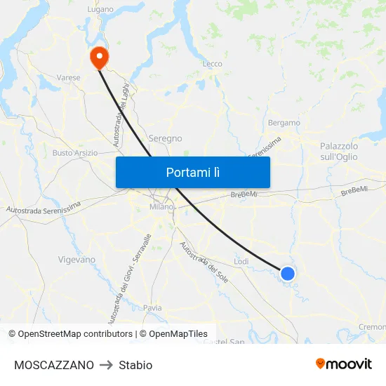 MOSCAZZANO to Stabio map