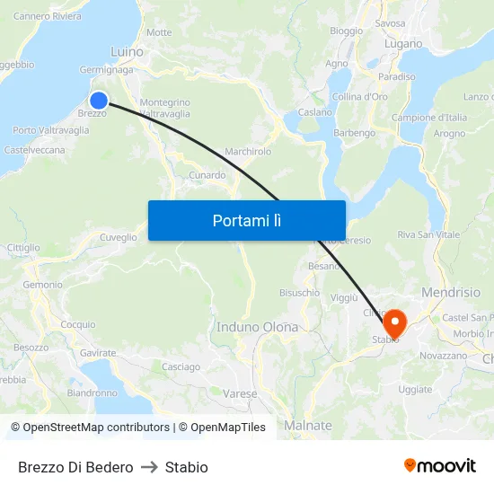 Brezzo Di Bedero to Stabio map