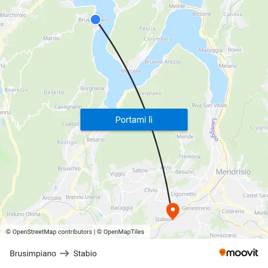 Brusimpiano to Stabio map