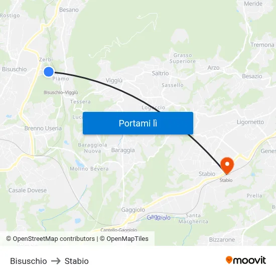 Bisuschio to Stabio map