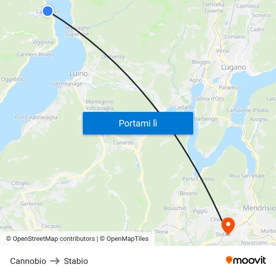 Cannobio to Stabio map