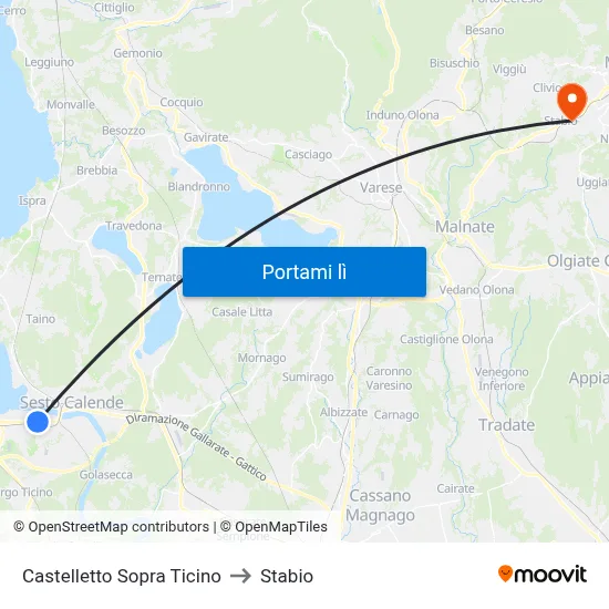 Castelletto Sopra Ticino to Stabio map