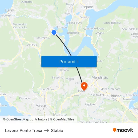 Lavena Ponte Tresa to Stabio map