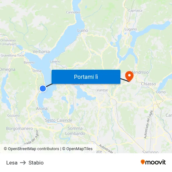 Lesa to Stabio map