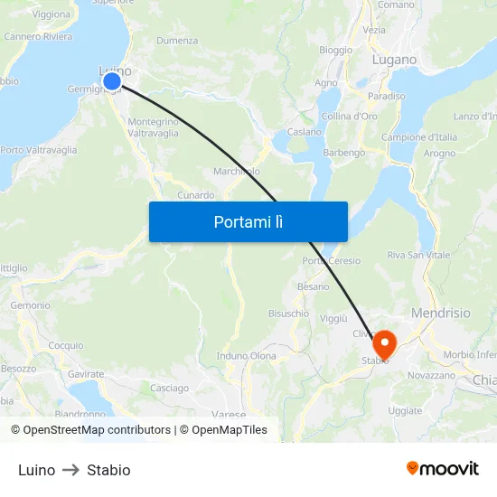 Luino to Stabio map
