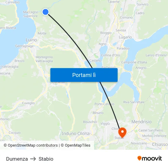 Dumenza to Stabio map