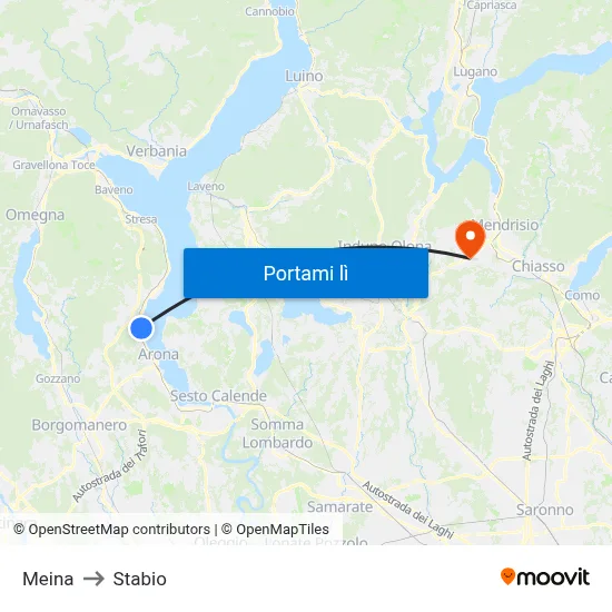 Meina to Stabio map