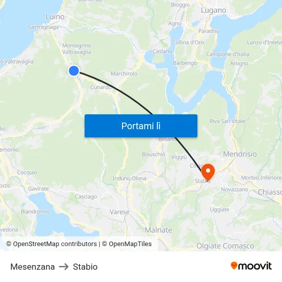 Mesenzana to Stabio map