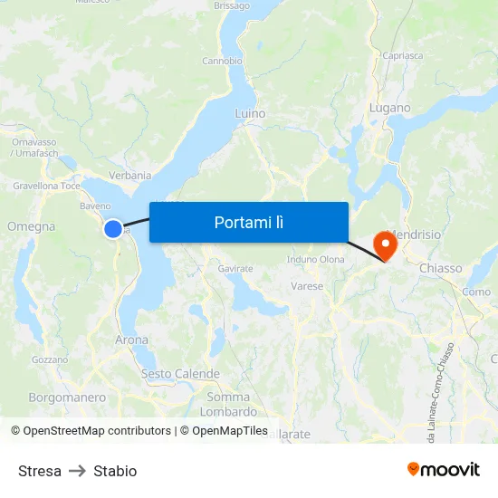 Stresa to Stabio map