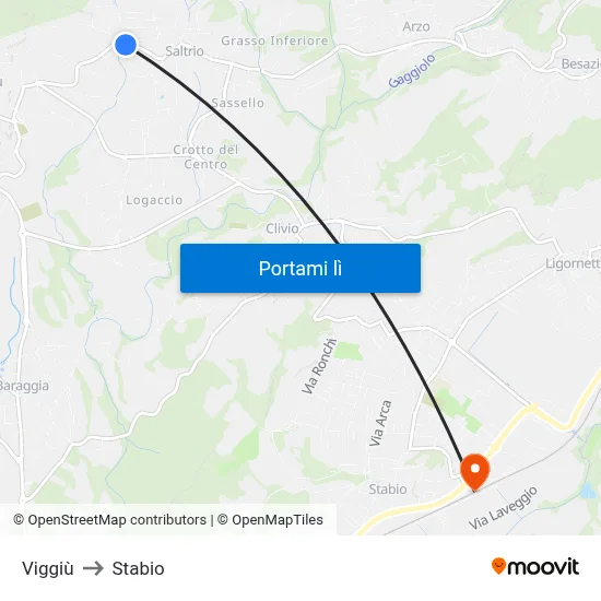 Viggiù to Stabio map