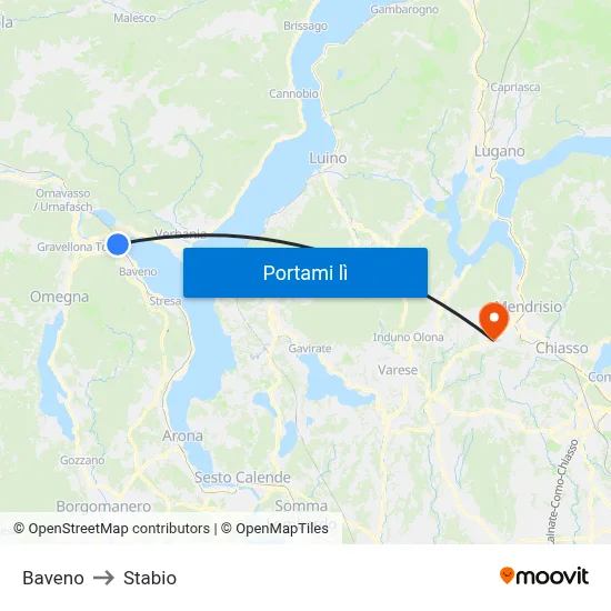 Baveno to Stabio map