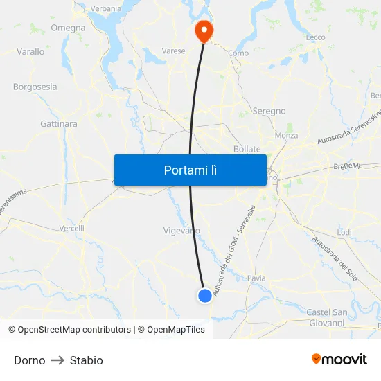 Dorno to Stabio map