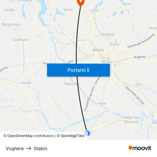 Voghera to Stabio map