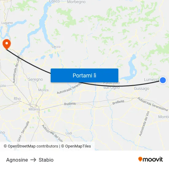 Agnosine to Stabio map