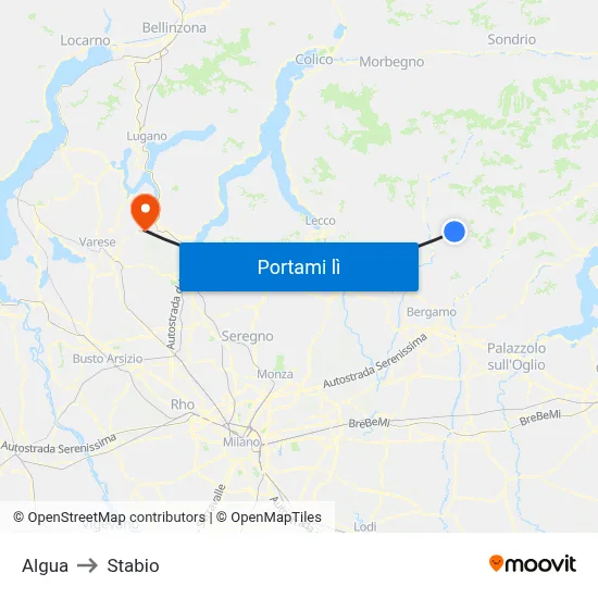 Algua to Stabio map