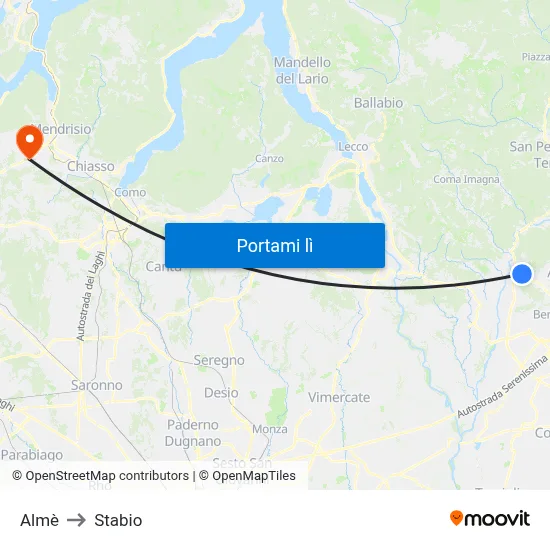 Almè to Stabio map