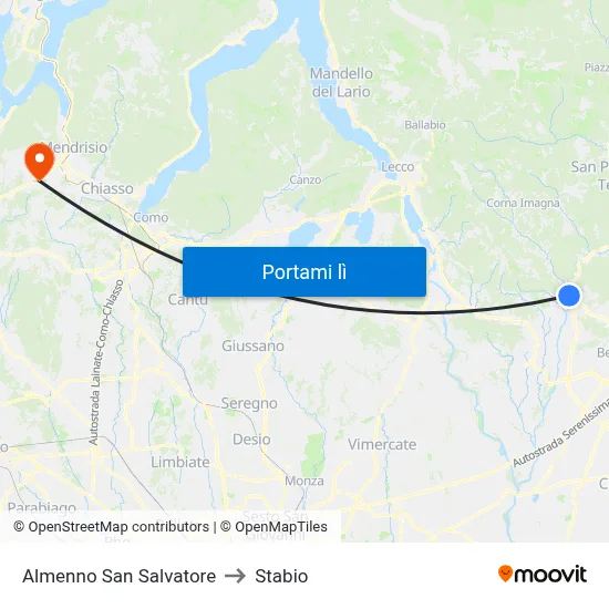 Almenno San Salvatore to Stabio map