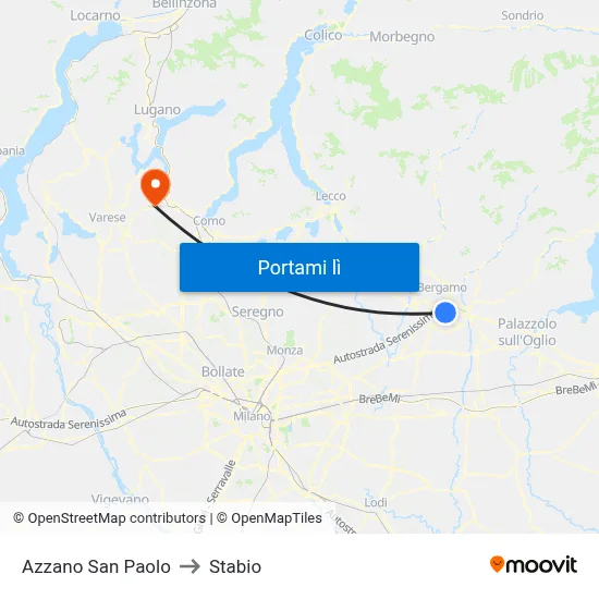 Azzano San Paolo to Stabio map