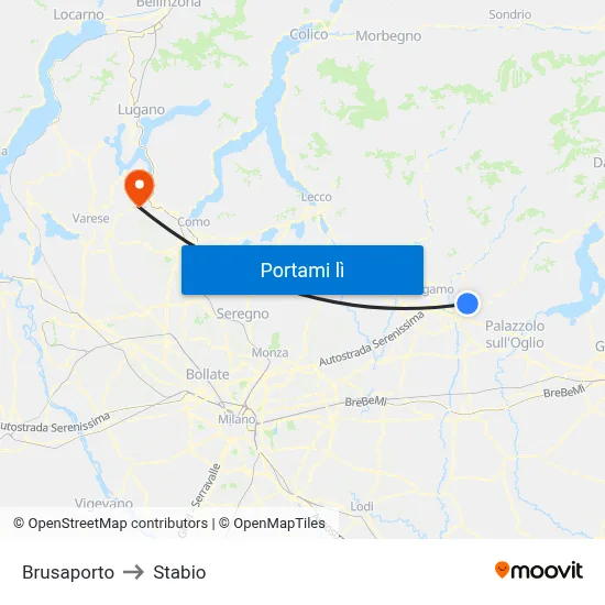 Brusaporto to Stabio map