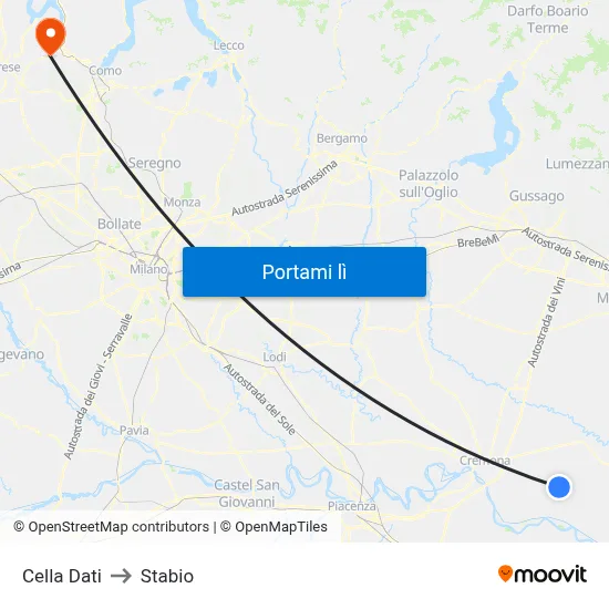 Cella Dati to Stabio map