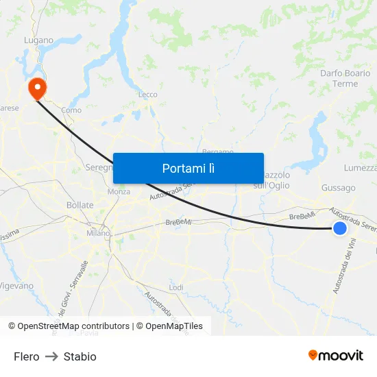 Flero to Stabio map