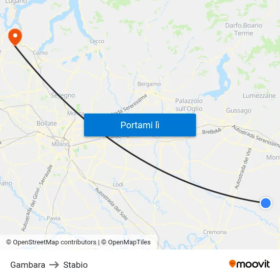 Gambara to Stabio map