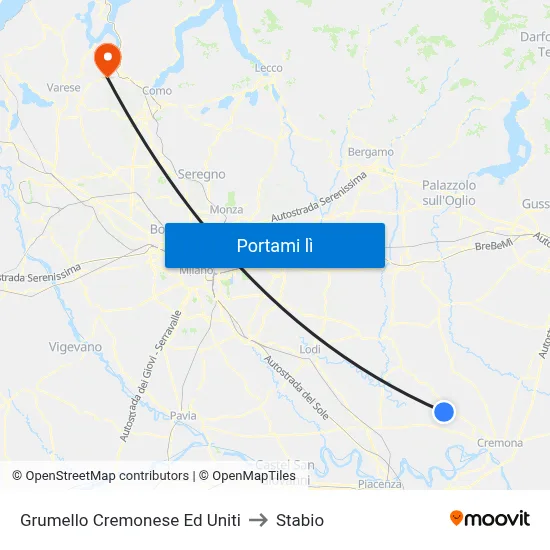 Grumello Cremonese Ed Uniti to Stabio map