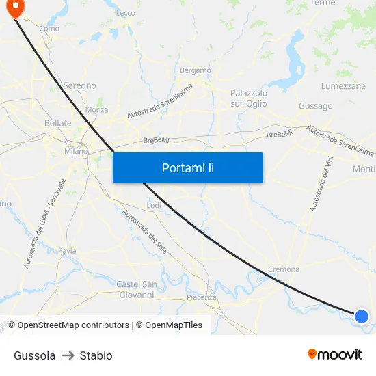Gussola to Stabio map