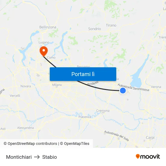 Montichiari to Stabio map