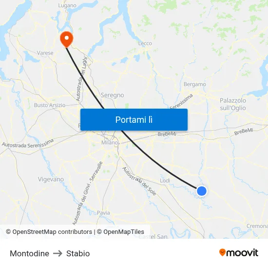 Montodine to Stabio map