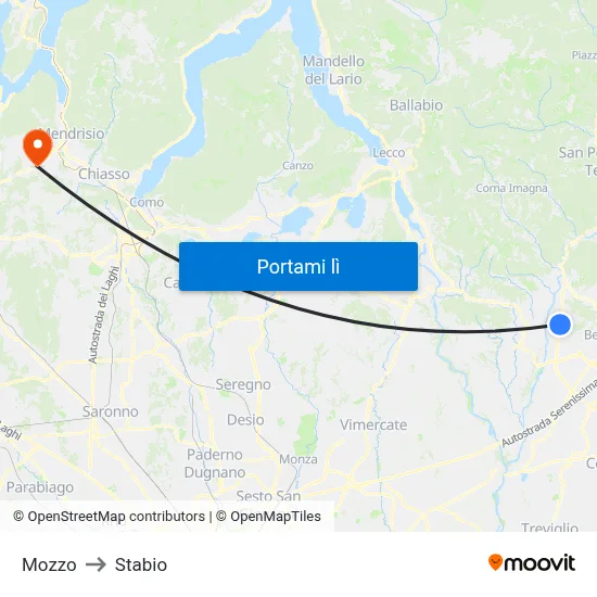 Mozzo to Stabio map