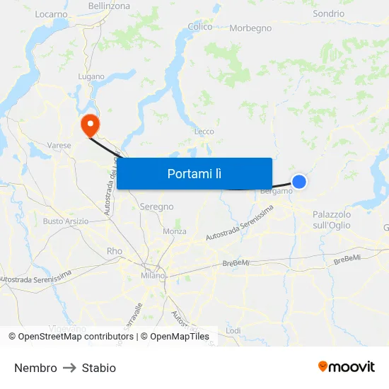 Nembro to Stabio map