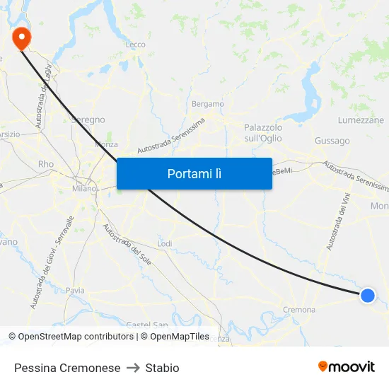 Pessina Cremonese to Stabio map